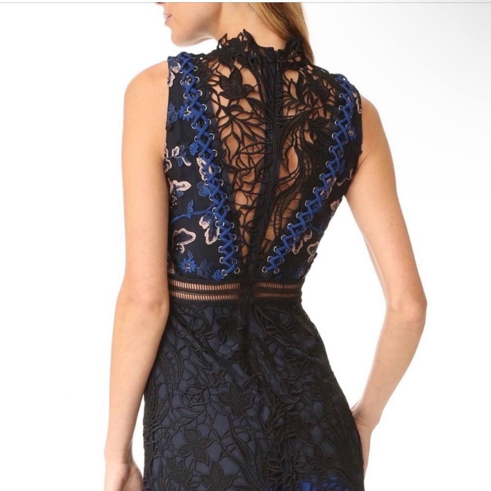 Self-Portrait Navy and Black Lace Mini Dress - Picture 5 of 13